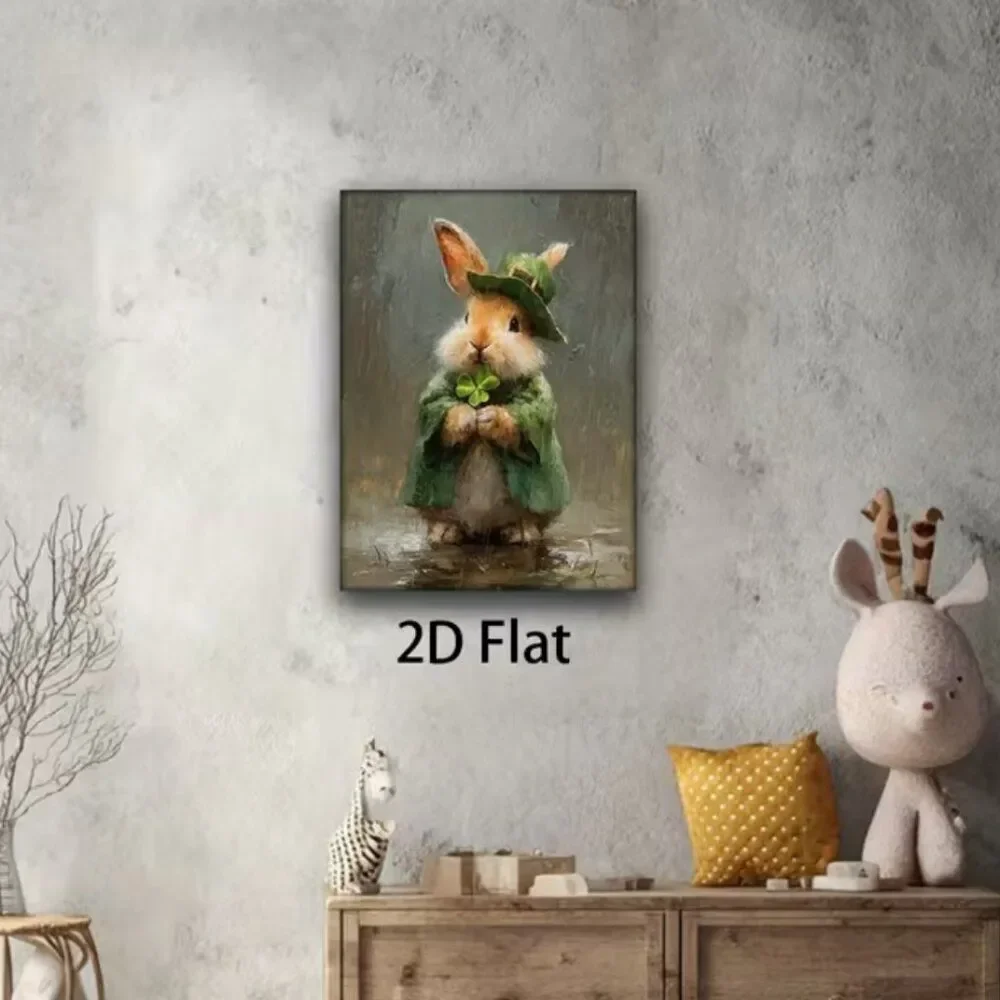 Bunny Clover St. Patrick's Day Canvas Print - Rabbit and Clover Irish Good Luck